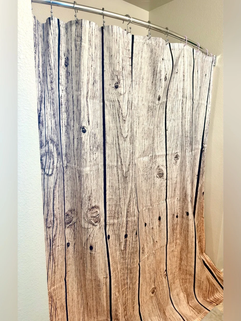Rustic Wood Plank Shower Curtain - Natural Brown